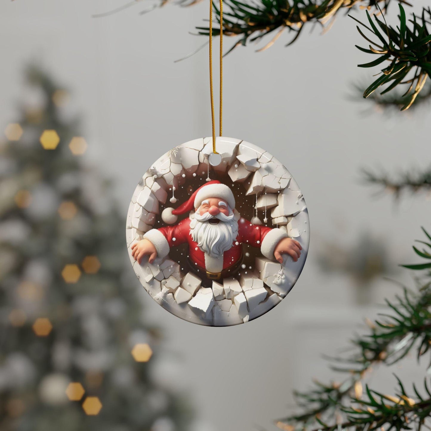 3D Decorative XMAS Ceramic Ornaments, Double-Sided (1pc, 3pcs, 5pcs, 10pcs) - Festive Holiday Decor, Christmas Tree Decoration, Gift for