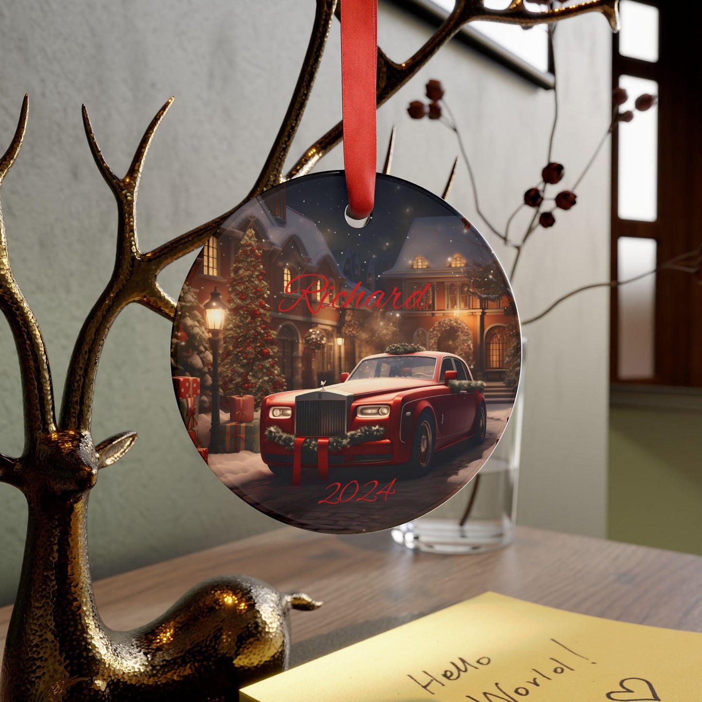 Personalized Christmas Acrylic Ornament, Custom Holiday Decor, Unique Gift for Family, 2024 Keepsake, Festive Tree Decoration, Rolls Royce