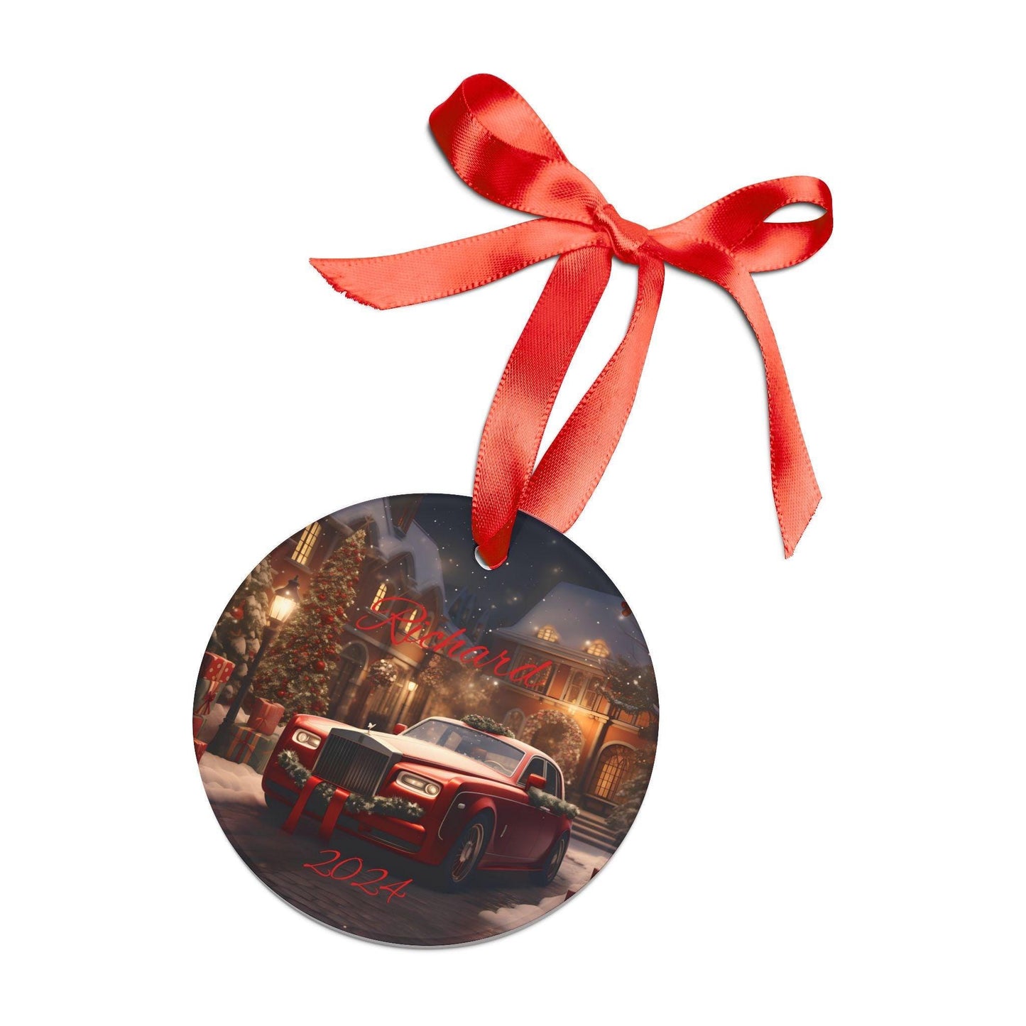 Personalized Christmas Acrylic Ornament, Custom Holiday Decor, Unique Gift for Family, 2024 Keepsake, Festive Tree Decoration, Rolls Royce
