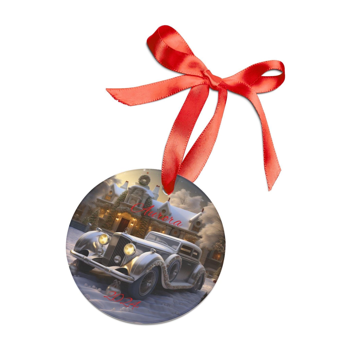 Vintage Car Christmas Ornament, Personalized Holiday Decoration, Festive Keepsake, Family Gift, Winter Wonderland Decor