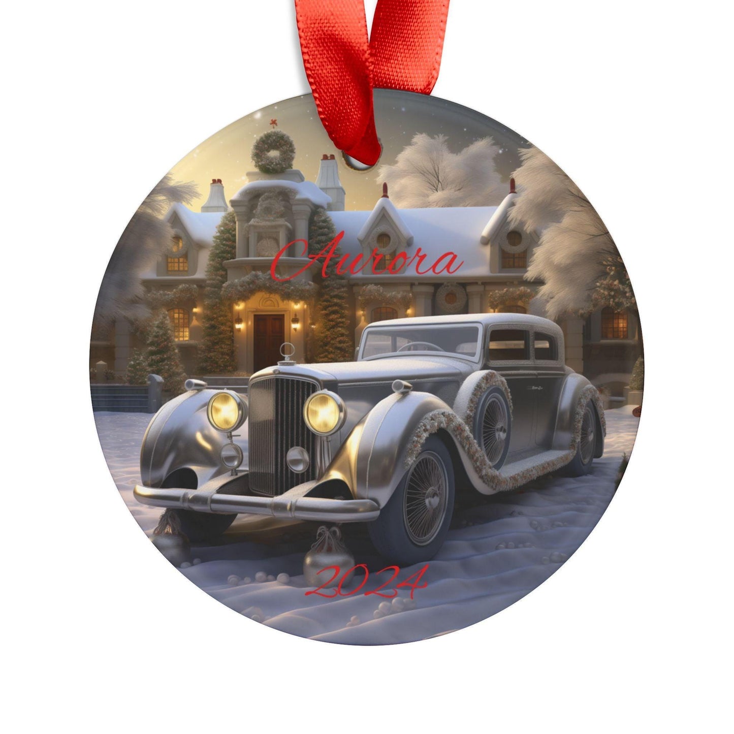 Vintage Car Christmas Ornament, Personalized Holiday Decoration, Festive Keepsake, Family Gift, Winter Wonderland Decor