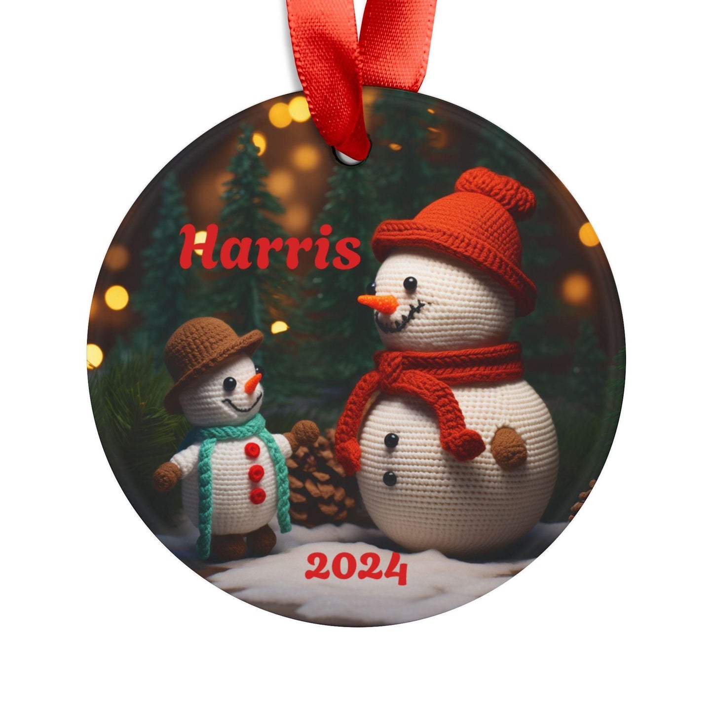 Personalized Christmas Acrylic Ornament, Holiday Decor, Snowman Ornament, Family Gift, Custom Gift 2024