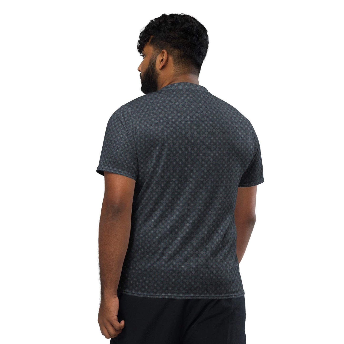 Eco-Friendly Men's Geometric All-Over Print Sports Jersey – Recycled Fabric Men Athletic and Casual Everyday Wear