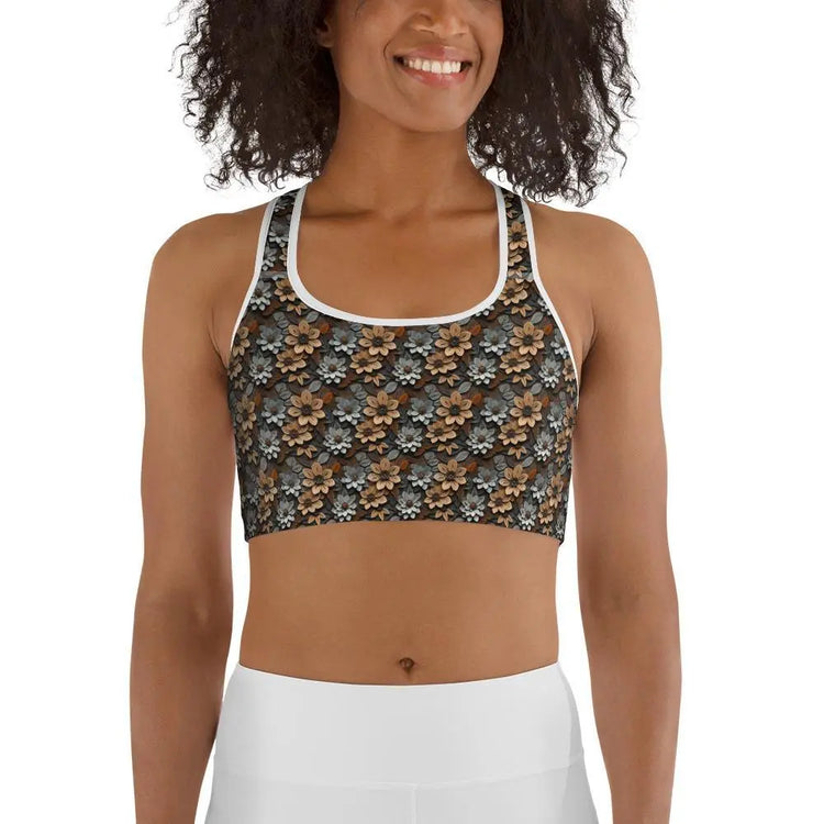 Floral All-Over Print Stylish Sports Bra – Comfortable & Trendy Activewear for Every Workout The Aurora Touch