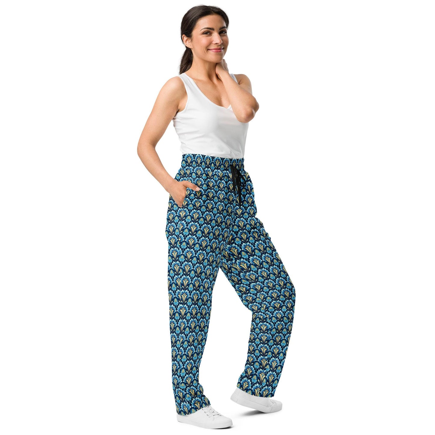 Colorful All-Over Print Uni-Sex Wide-Leg Joggers – Stylish & Comfortable Casual Loungers for Everyday Wear