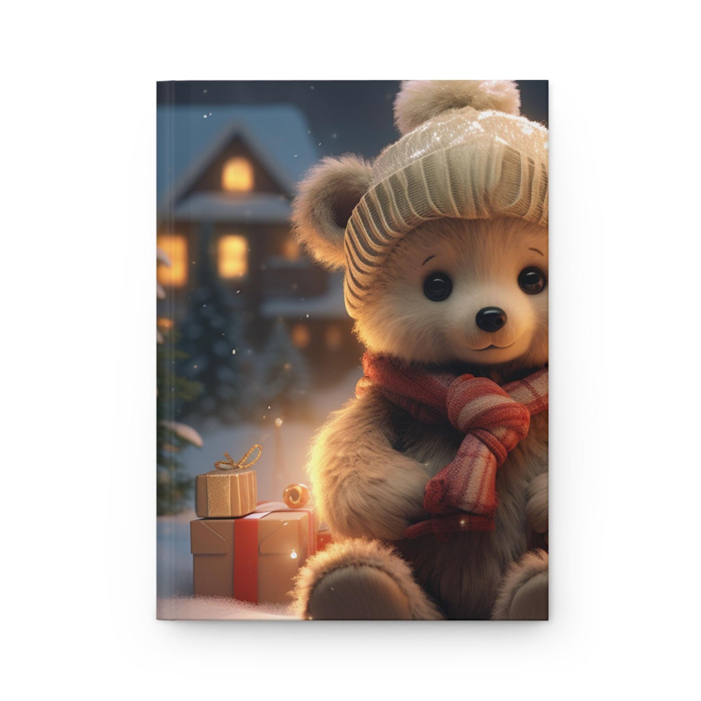 Christmas Teddy Bear Hardcover Journal Matte, Holiday Gift Cute Notebook, Personal Diary, Christmas Notebook, Holiday Journal