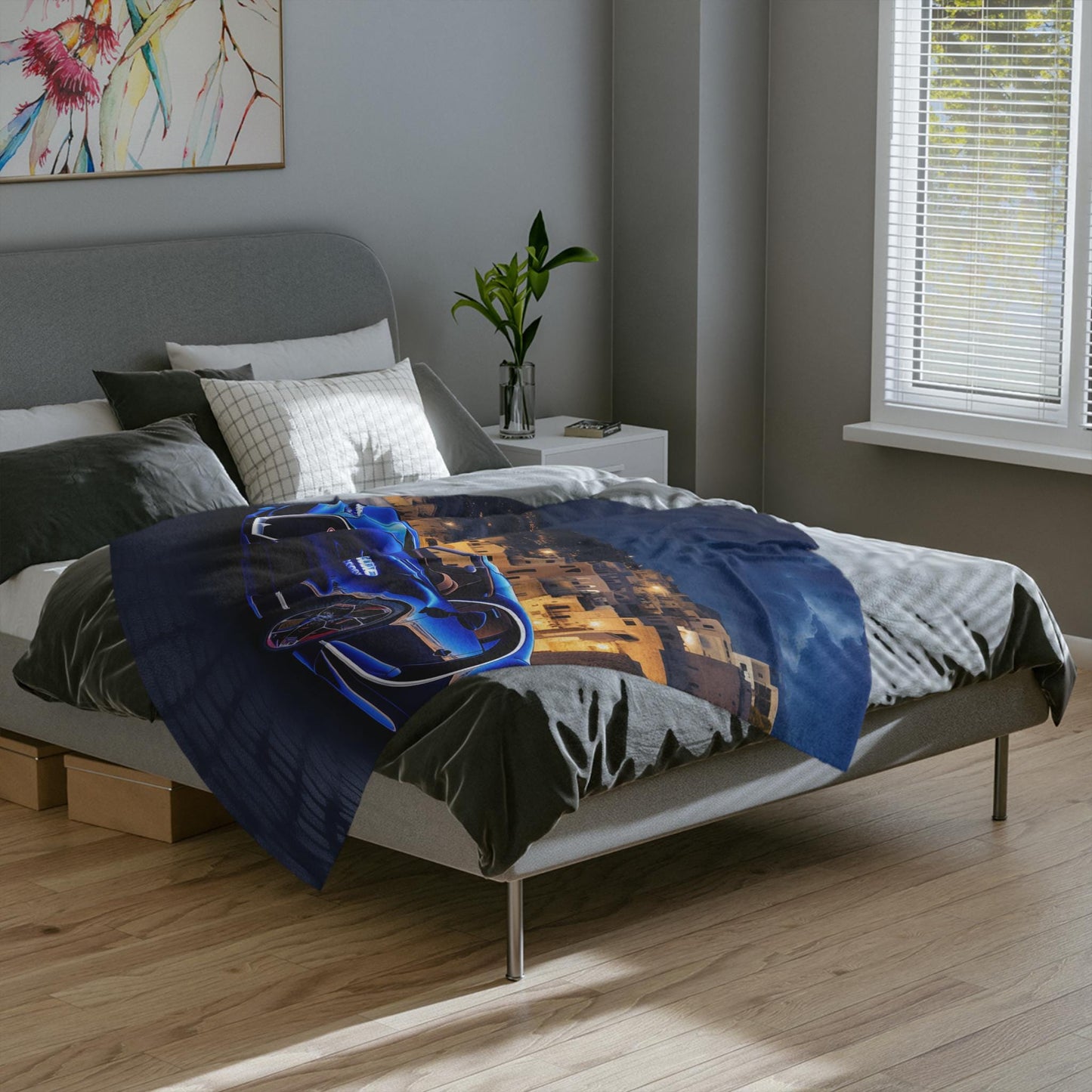 Luxury Velveteen Microfiber Blanket for Car Enthusiasts, Cozy Home Decor, Perfect Gift for Birthdays, Father's Day, and Holidays, Bugatti