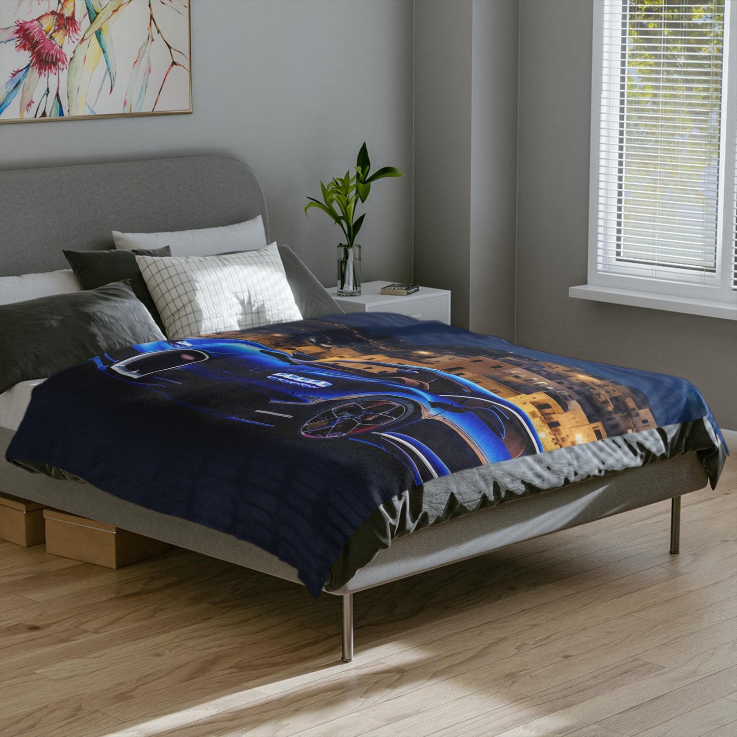 Luxury Velveteen Microfiber Blanket for Car Enthusiasts, Cozy Home Decor, Perfect Gift for Birthdays, Father's Day, and Holidays, Bugatti