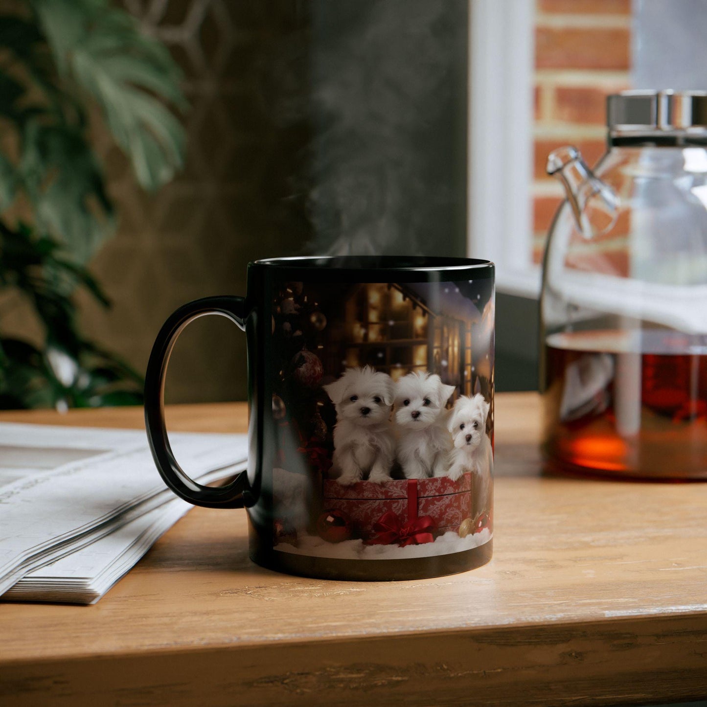 11oz Holiday Puppy Mug, Puppy Love, Maltese Lover, Holiday Gift, Xmas Mug, gift for daughter, Decorative Mug, Gift for her