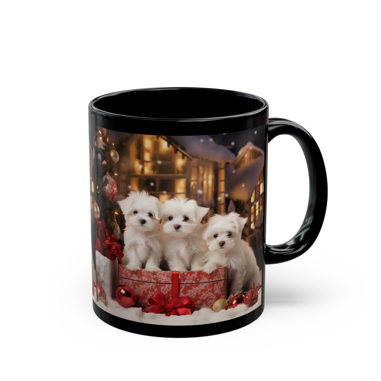 11oz Holiday Puppy Mug, Puppy Love, Maltese Lover, Holiday Gift, Xmas Mug, gift for daughter, Decorative Mug, Gift for her