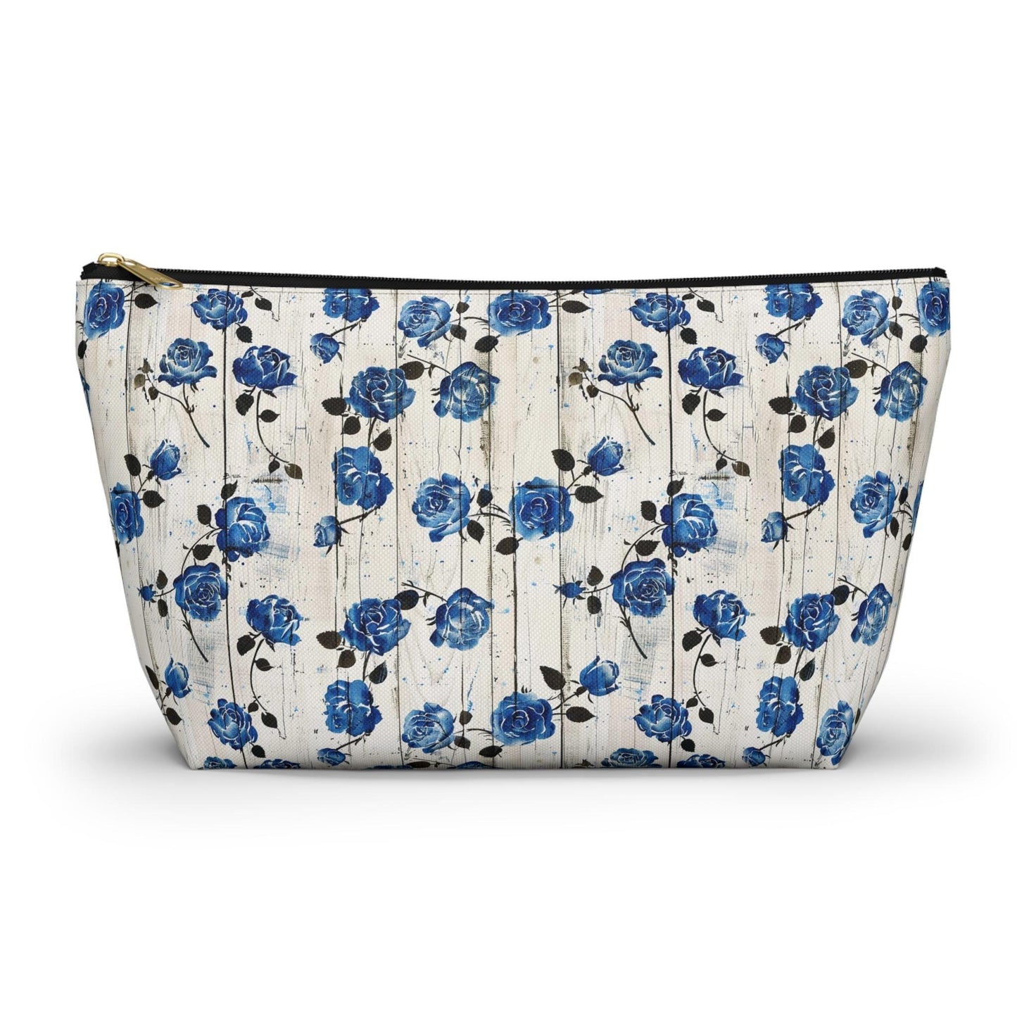 Floral Accessory Pouch, Blue Rose Pattern Design Cosmetic Travel Bag
