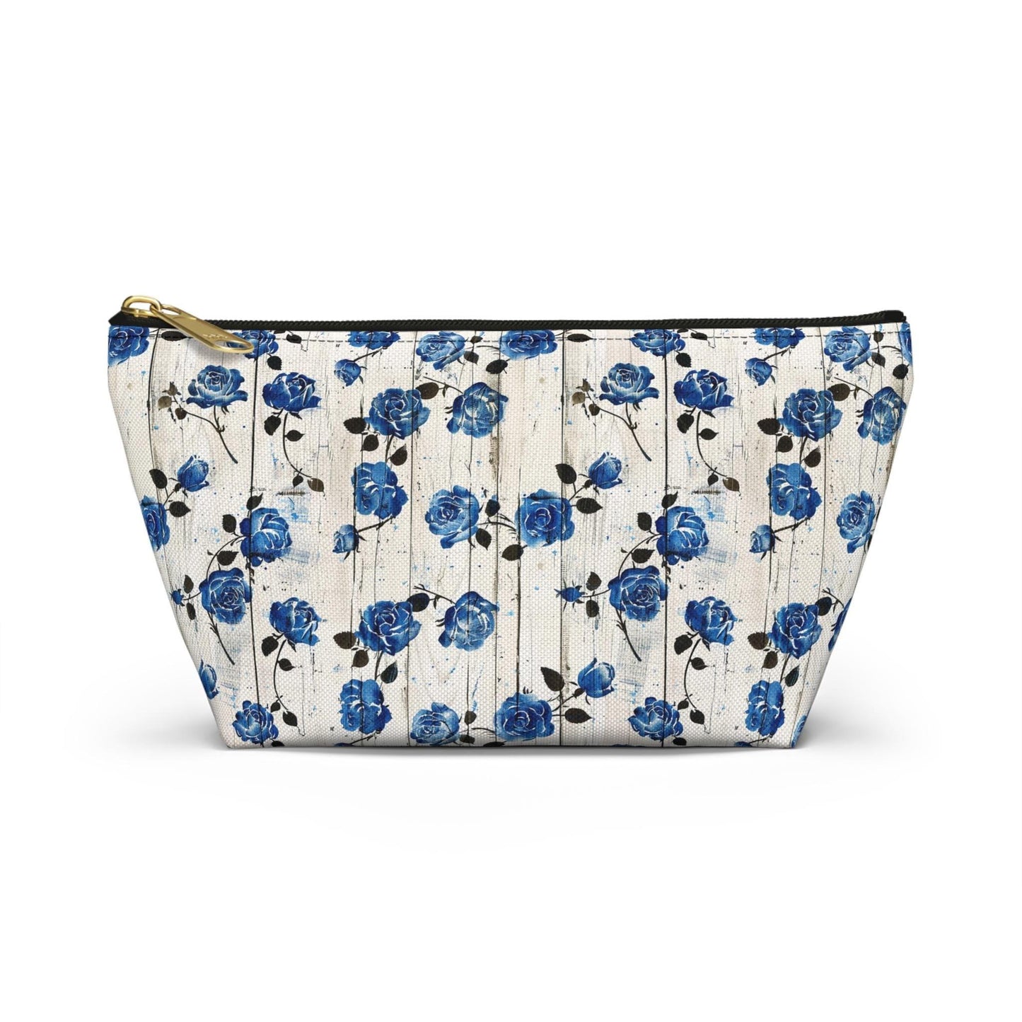 Floral Accessory Pouch, Blue Rose Pattern Design Cosmetic Travel Bag