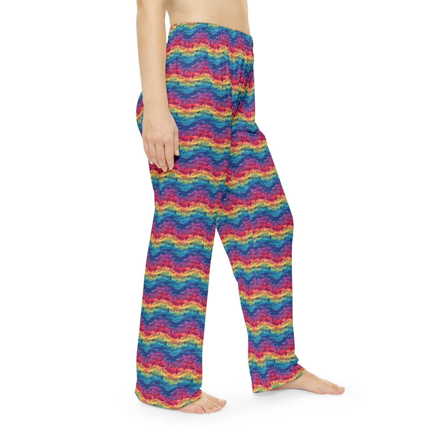 Vibrant Rainbow Wave Women's Pajama Pants, Cozy Loungewear, Comfortable Sleepwear, Colorful Gift Idea, Relaxing Home Style