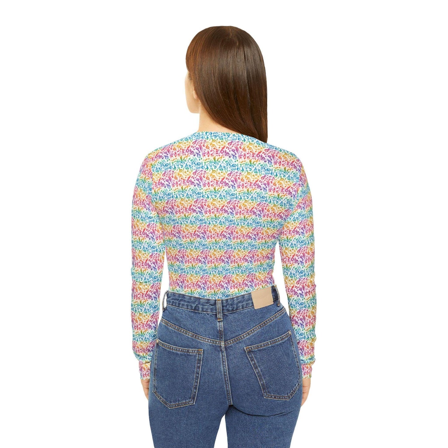 Colorful Women's Long Sleeve V-Neck Shirt, Fun Casual Top, Spring Fashion, Gift for Her, Vibrant Layering Piece