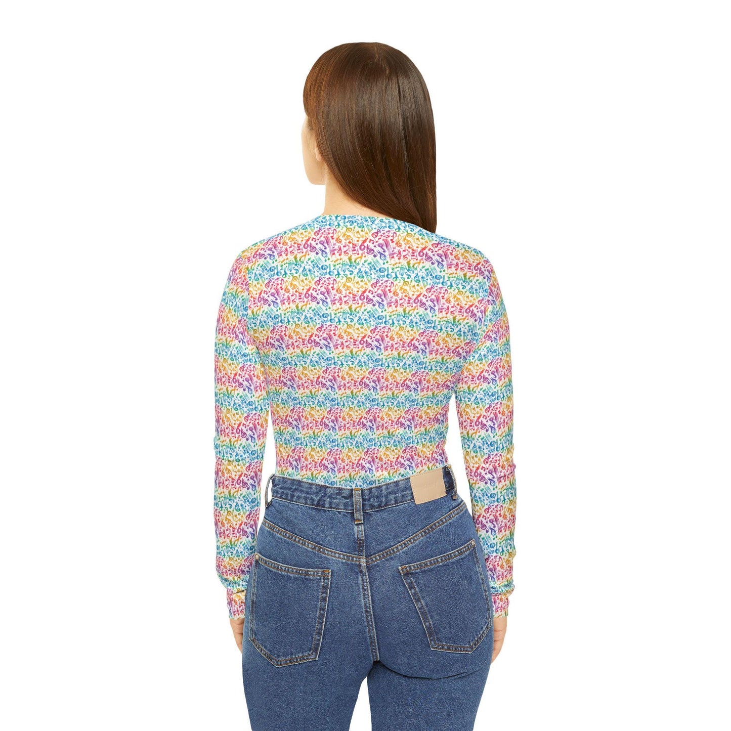 Colorful Women's Long Sleeve V-Neck Shirt, Fun Casual Top, Spring Fashion, Gift for Her, Vibrant Layering Piece
