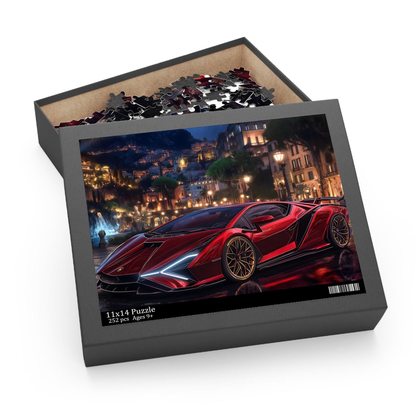 Lamborghini Nightscape Puzzle | 120, 252, 500-Piece | Car Enthusiast Gift | Dynamic Nighttime Art | Family Game Night | Perfect for Father's