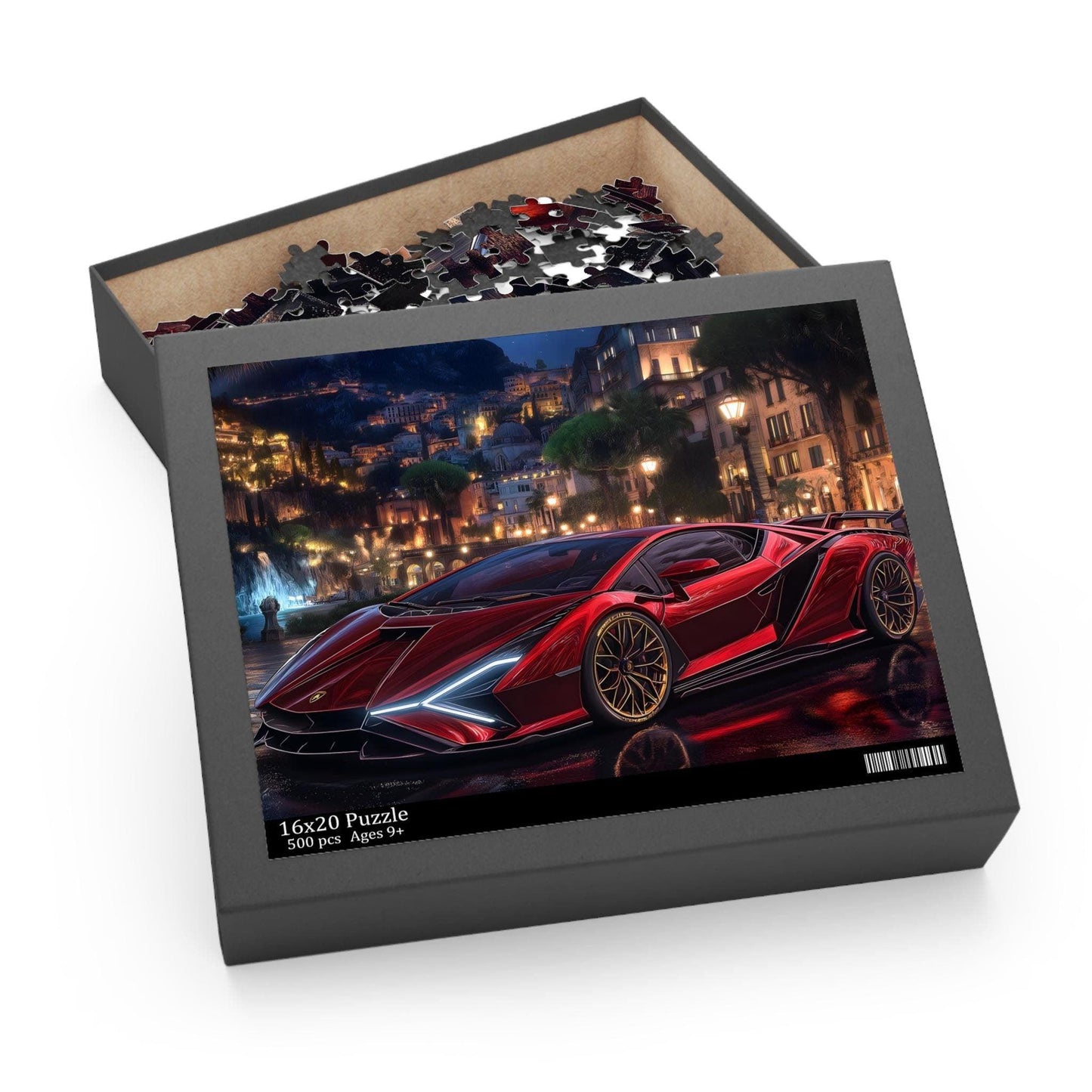 Lamborghini Nightscape Puzzle | 120, 252, 500-Piece | Car Enthusiast Gift | Dynamic Nighttime Art | Family Game Night | Perfect for Father's