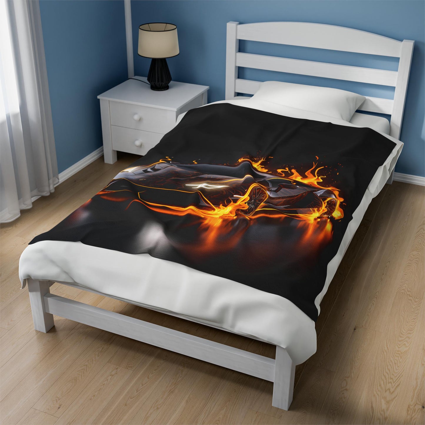 Plush Blanket, Race Car Portrait, Exotic Car Art, Stylish, Young Teen Gift, Teen Bedroom Decor, Black Lamborghini