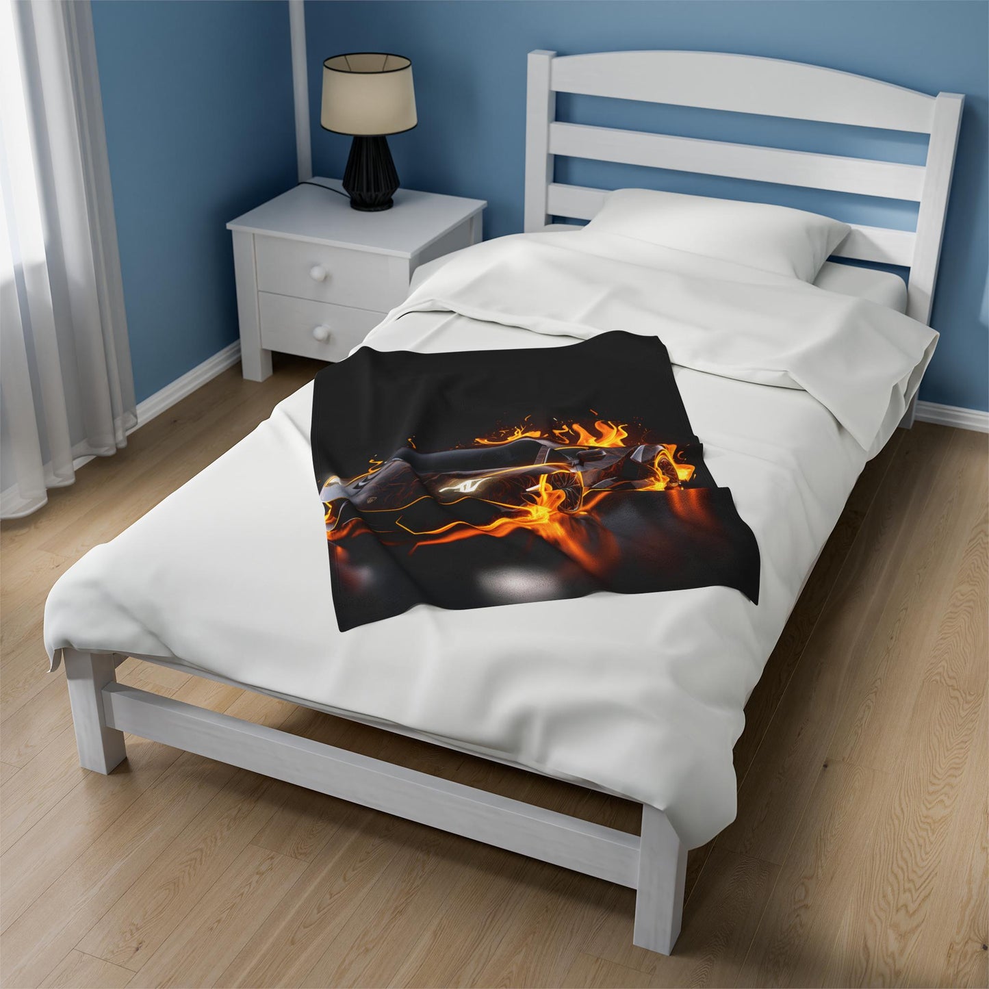 Plush Blanket, Race Car Portrait, Exotic Car Art, Stylish, Young Teen Gift, Teen Bedroom Decor, Black Lamborghini