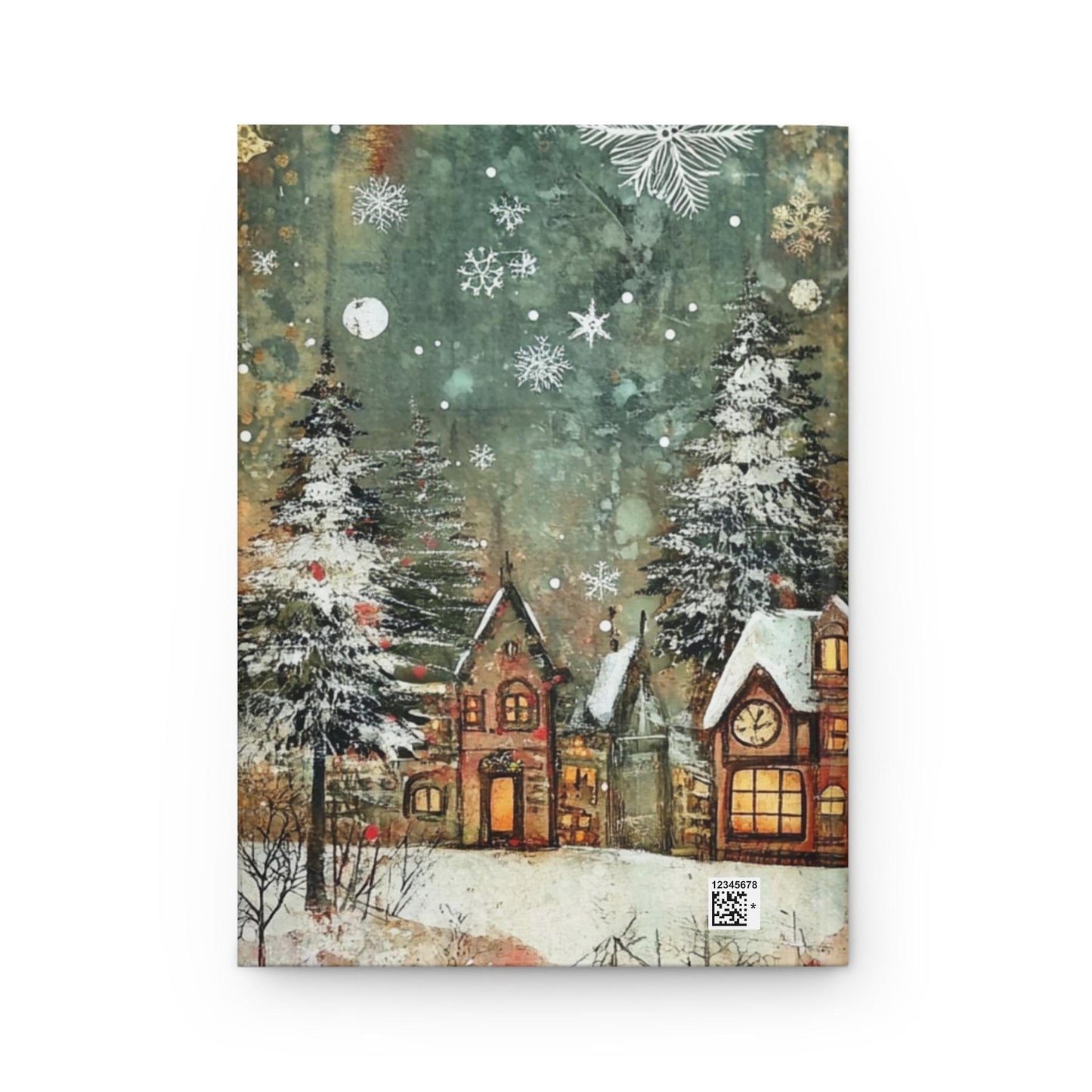 Whimsical Hardcover Journal with Cat & Winter Scene, Cute Pet Notebook, Gift for Cat Lovers, Writing Journal, Holiday Diary, Christmas