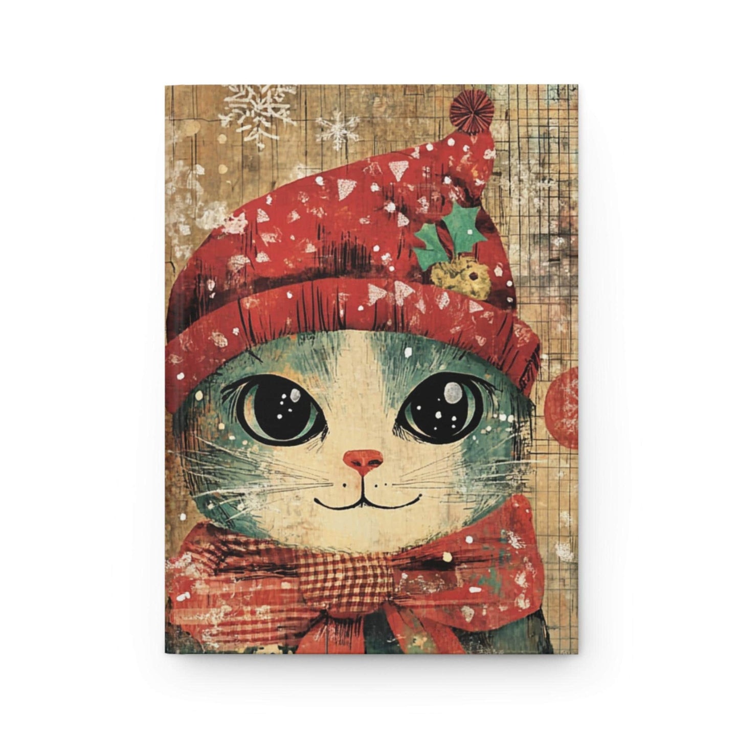 Whimsical Cat Hardcover Journal | Cute Cat Diary, Christmas Gift, Pet Lover Notebook, Winter Journal, Vintage Style Stationery