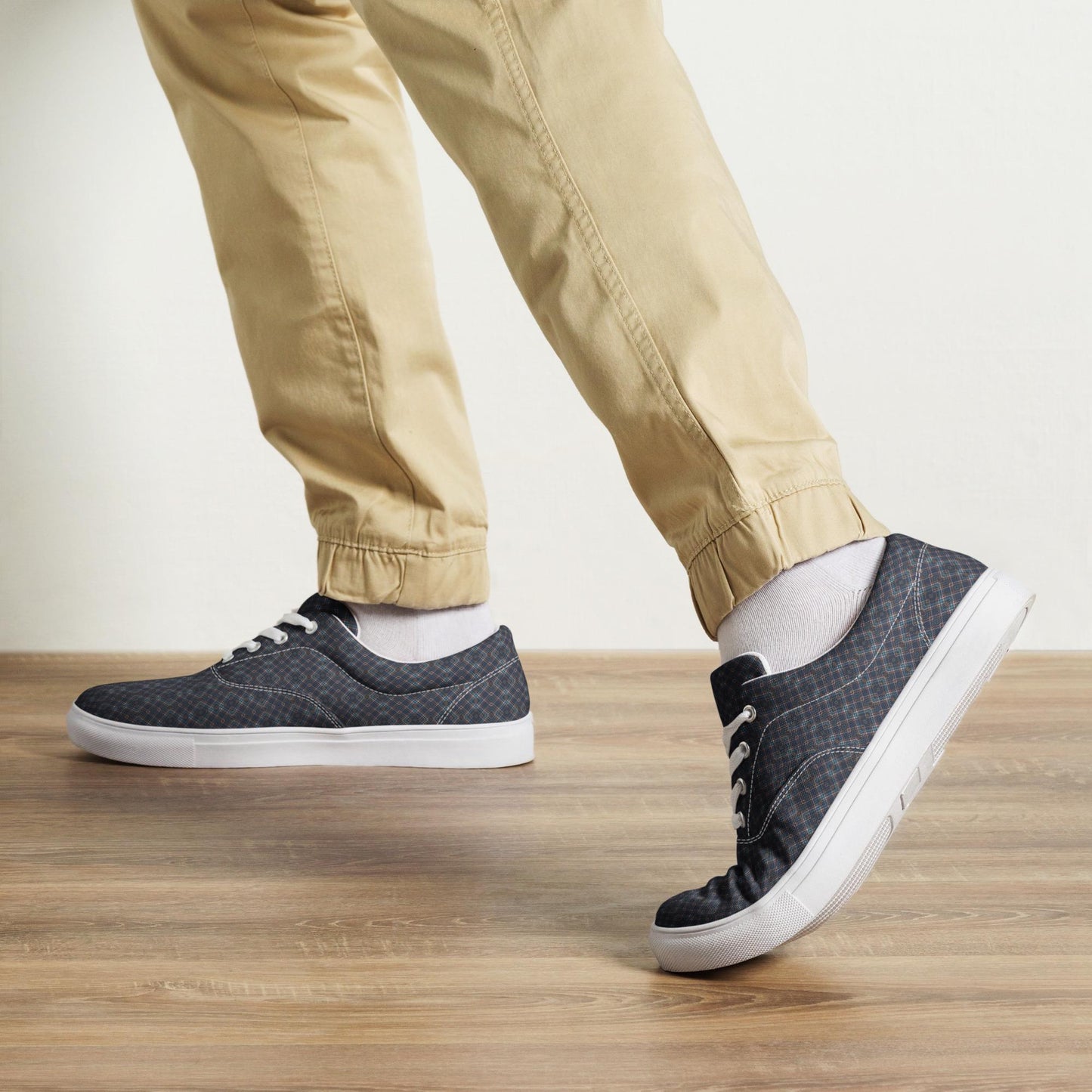 Men’s Geometric Pattern Casual Lace-Up Canvas Shoes – Trendy, Comfortable & Stylish Footwear for Everyday Wear