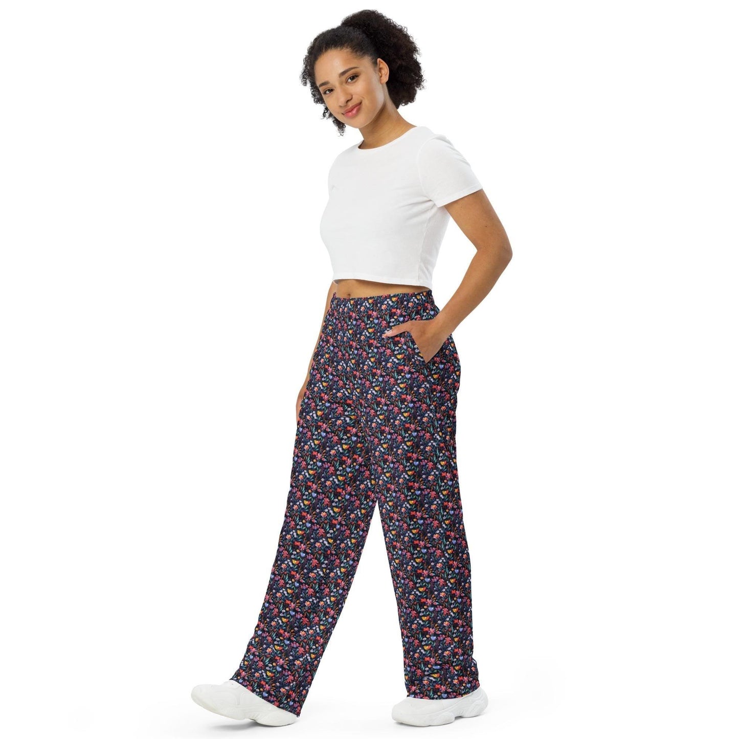 Vibrant Women’s All-Over Print Wide-Leg Pants - Colorful, Comfortable, and Chic