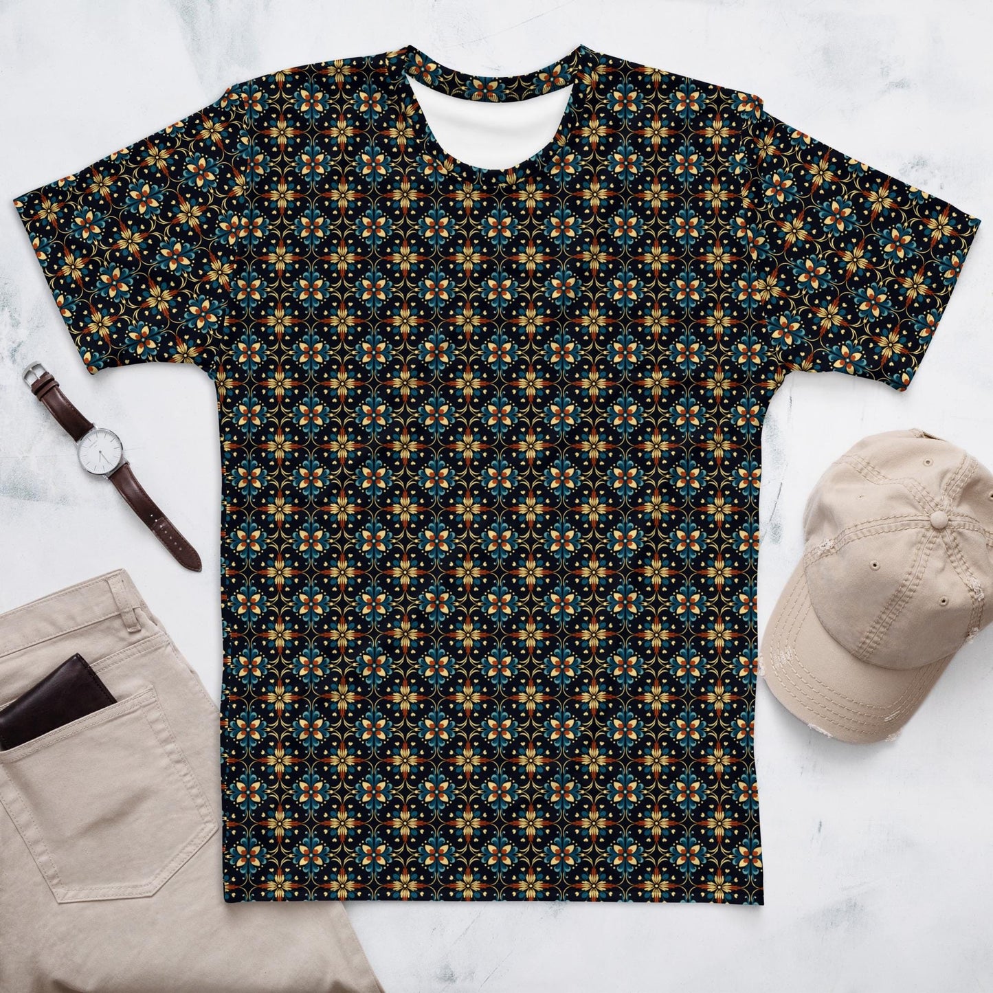 Stylish Geometric All-Over Print Men's T-shirt | Trendy Modern Design | Comfortable & Fashionable Casual Tee | Unique Graphic Shirt