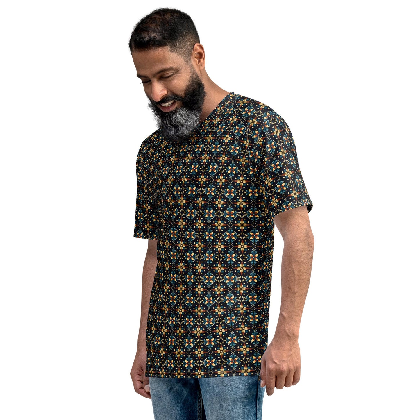 Stylish Geometric All-Over Print Men's T-shirt | Trendy Modern Design | Comfortable & Fashionable Casual Tee | Unique Graphic Shirt
