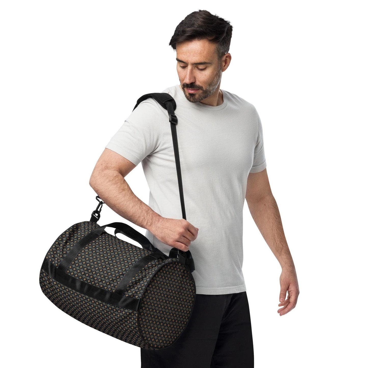Stylish Geometric All-Over Print Gym Bag | Trendy Sports & Fitness Tote | Durable, Spacious Fashionable Workout Bag | Perfect for Athletes