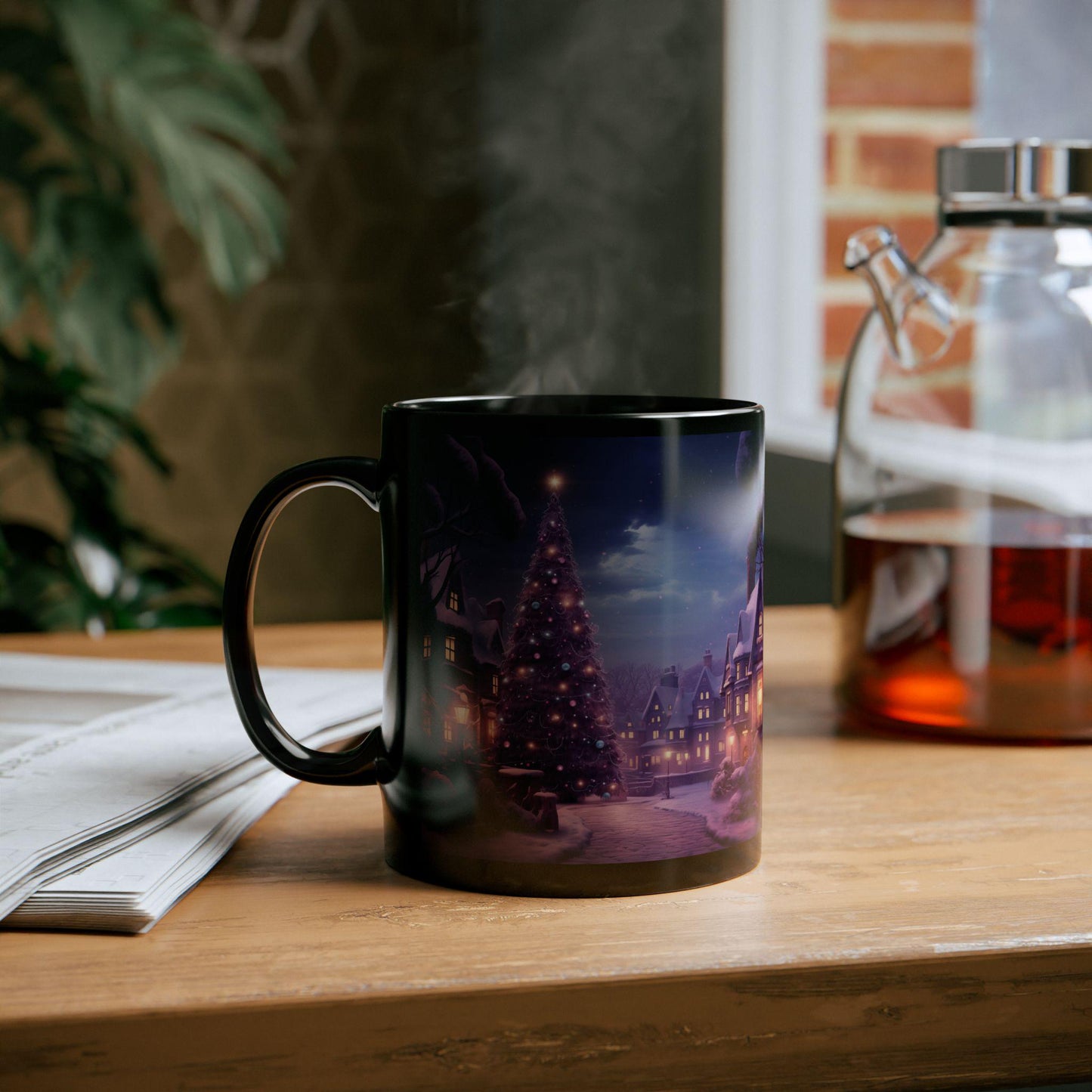 Purple Xmas Mug, Holiday Festive Office Designer Mug, 11oz Executive & Decorative Cup, Gift for Coworker