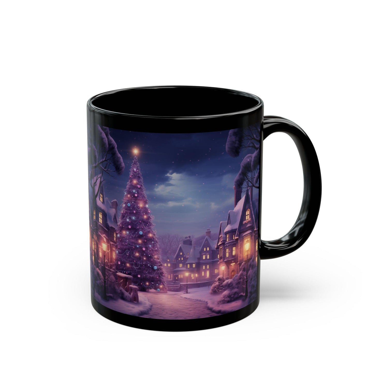 Purple Xmas Mug, Holiday Festive Office Designer Mug, 11oz Executive & Decorative Cup, Gift for Coworker