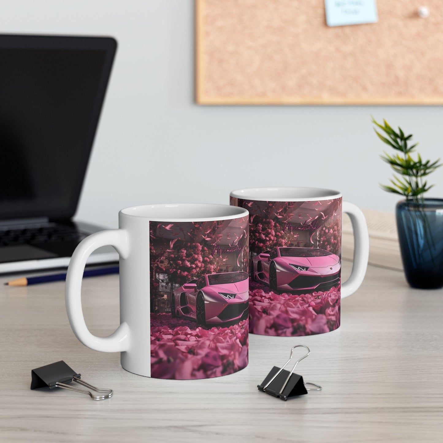 Personalized Pink Lamborghini Ceramic Mug 11oz | Luxury Car Design Coffee & Tea Mug | Sexy Holiday Gift | Custom Lamborghini Mug