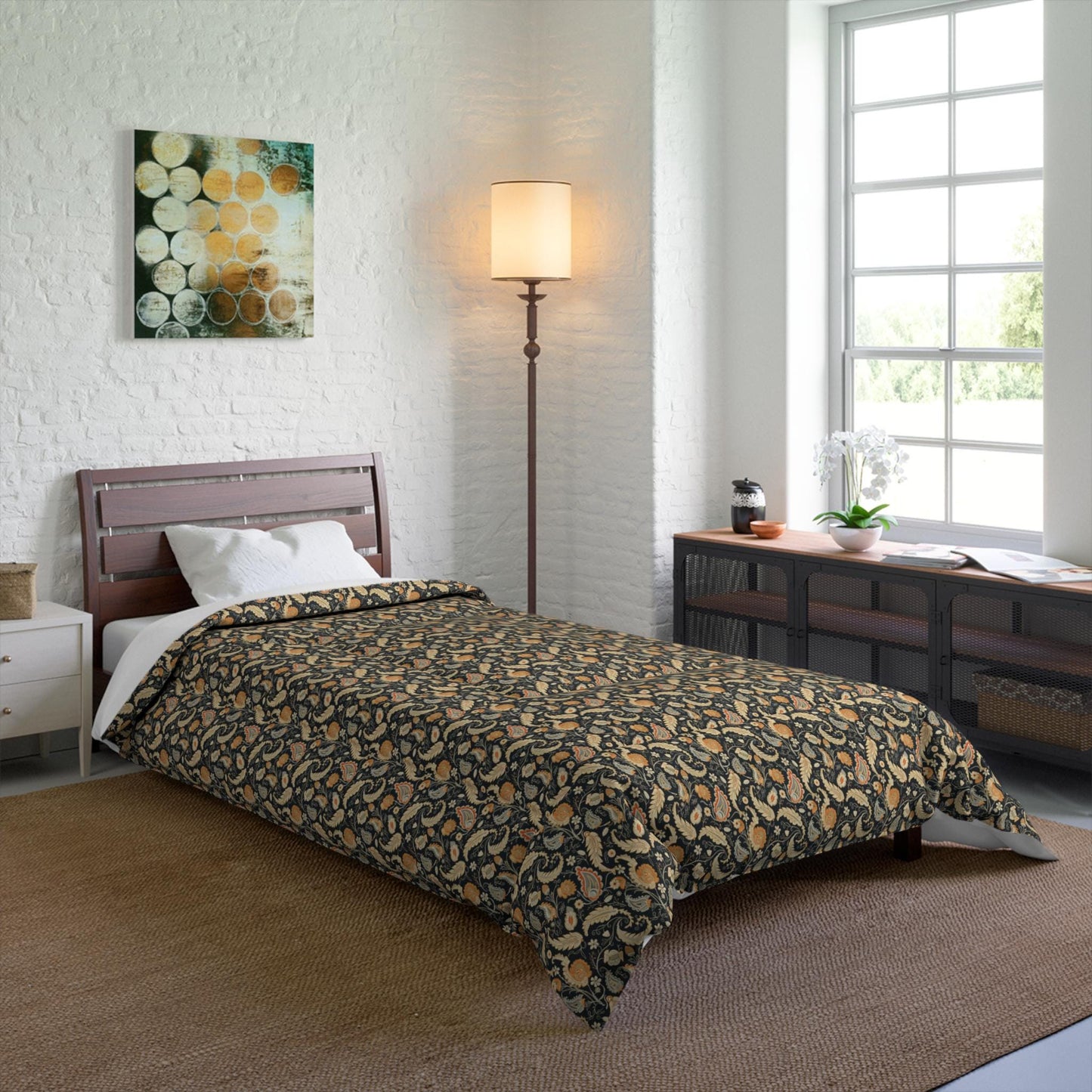 Bohemian Comforter, Cozy Bedding, Bedroom Decor, Festival Home Accent, Unique Printed Blanket, Ethnic Design Art