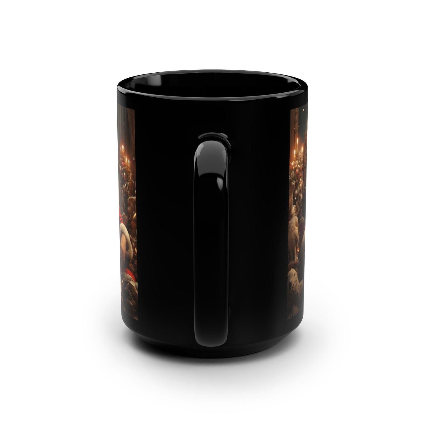 Realistic Santa Black Mug 15oz, Santa Claus Holiday Gift, Unique Kitchen Decor, Housewarming Gift, Stocking Stuffer, Teacher & Aunt Gift
