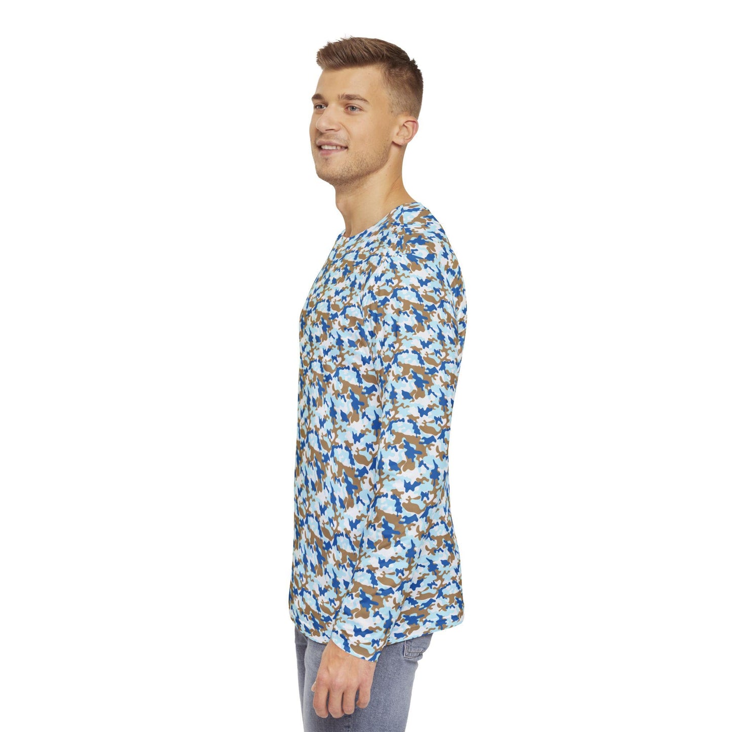 Camo Print Men's Long Sleeve Shirt, Casual Wear, Outdoor Adventure, Gift for Him, Everyday Comfort, Trendy Men's Fashion