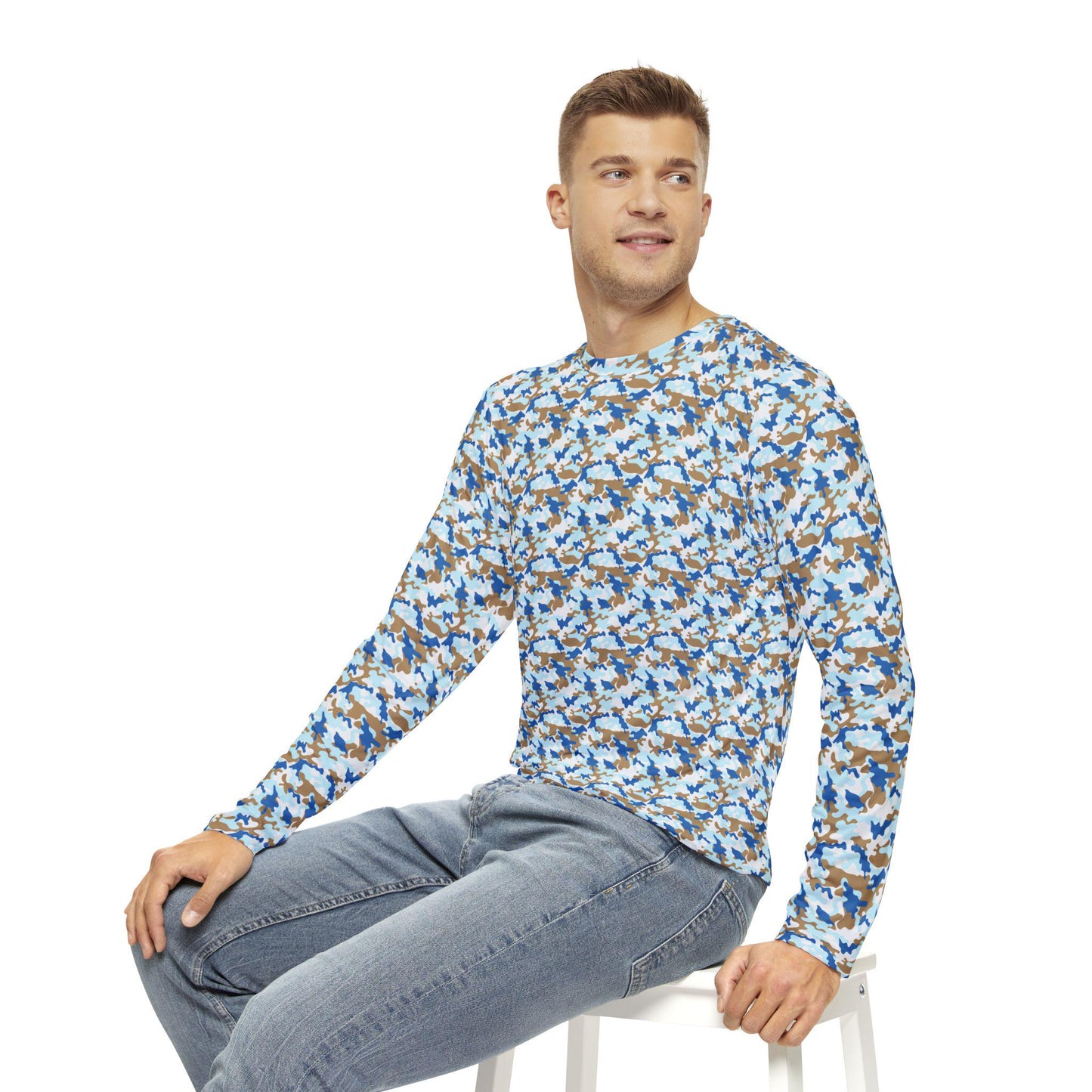 Camo Print Men's Long Sleeve Shirt, Casual Wear, Outdoor Adventure, Gift for Him, Everyday Comfort, Trendy Men's Fashion