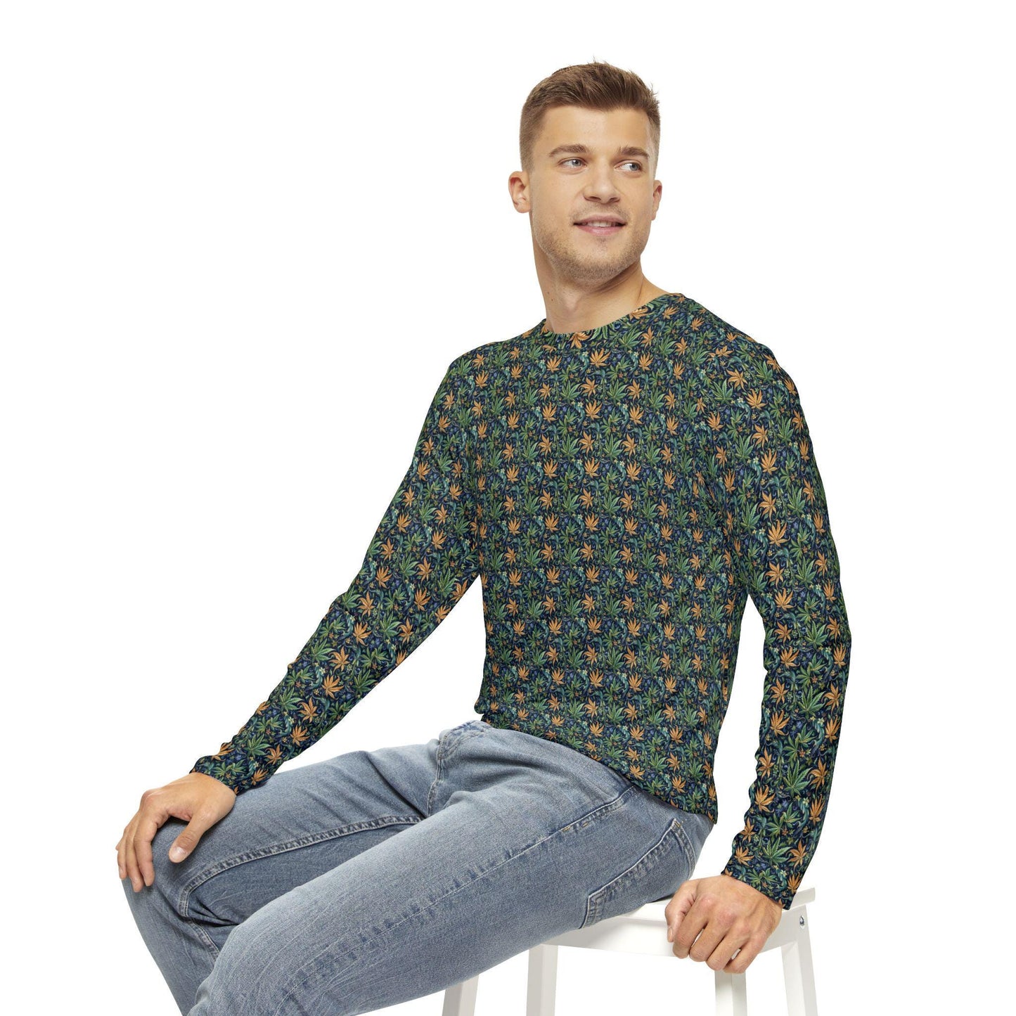 Tropical Vibe Men's Long Sleeve Shirt - Perfect for Beach Days, Casual Outings, Gift for Him, Summer Style, Relaxed Fit