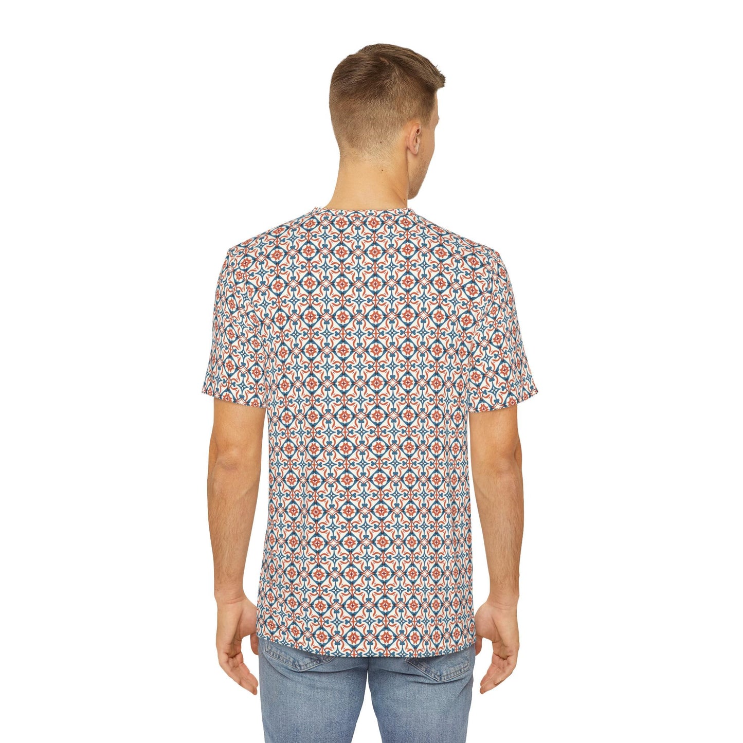 Stylish Men's Polyester Tee - Geometric Print, Casual Wear, Summer Fashion, Gift for Him, Outdoor Events, Graphic Tee