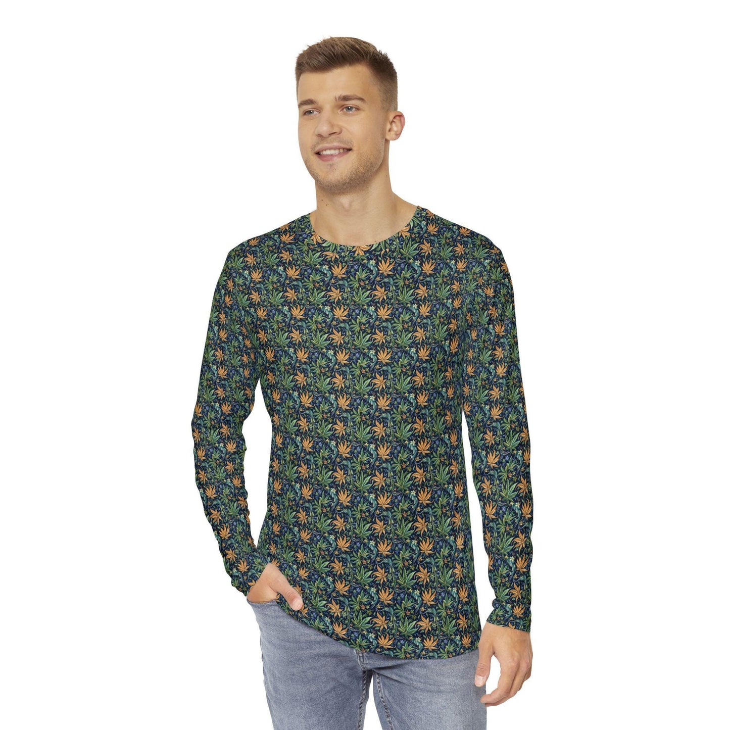 Tropical Vibe Men's Long Sleeve Shirt - Perfect for Beach Days, Casual Outings, Gift for Him, Summer Style, Relaxed Fit