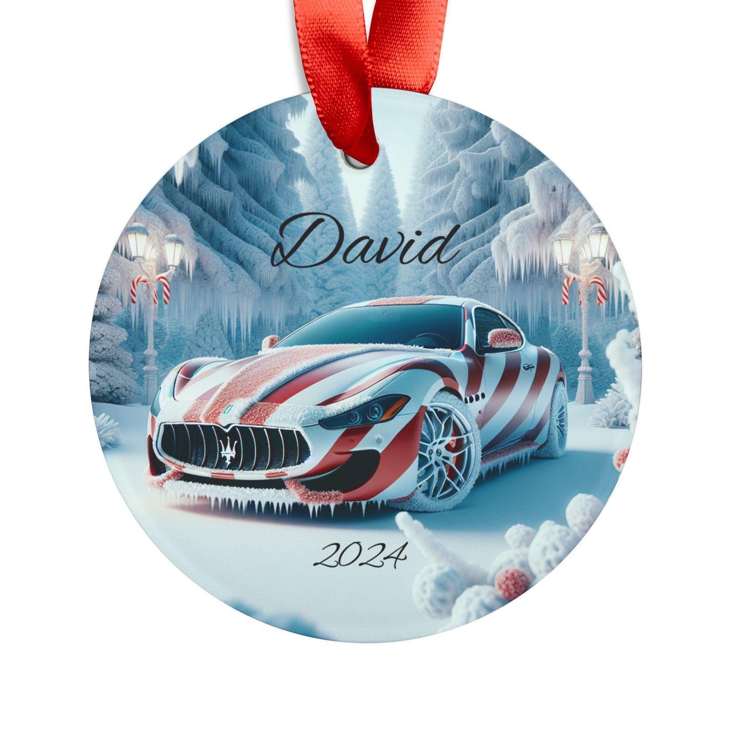 Personalized Car Ornament, Custom Holiday Decoration, Christmas Gift, Maserati Ornament with Ribbon, Unique Tree Decor, 2024 Edition