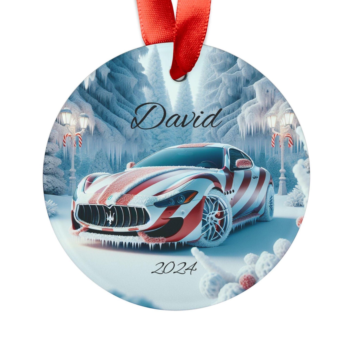 Personalized Car Ornament, Custom Holiday Decoration, Christmas Gift, Maserati Ornament with Ribbon, Unique Tree Decor, 2024 Edition