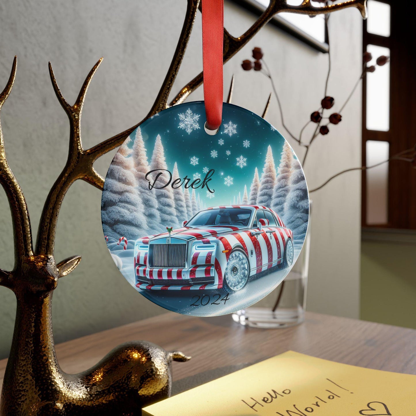 Personalized Acrylic Christmas Ornament, Custom Holiday Decor, Custom Name Ornament, Unique Tree Decoration, Rolls Royce Ornament