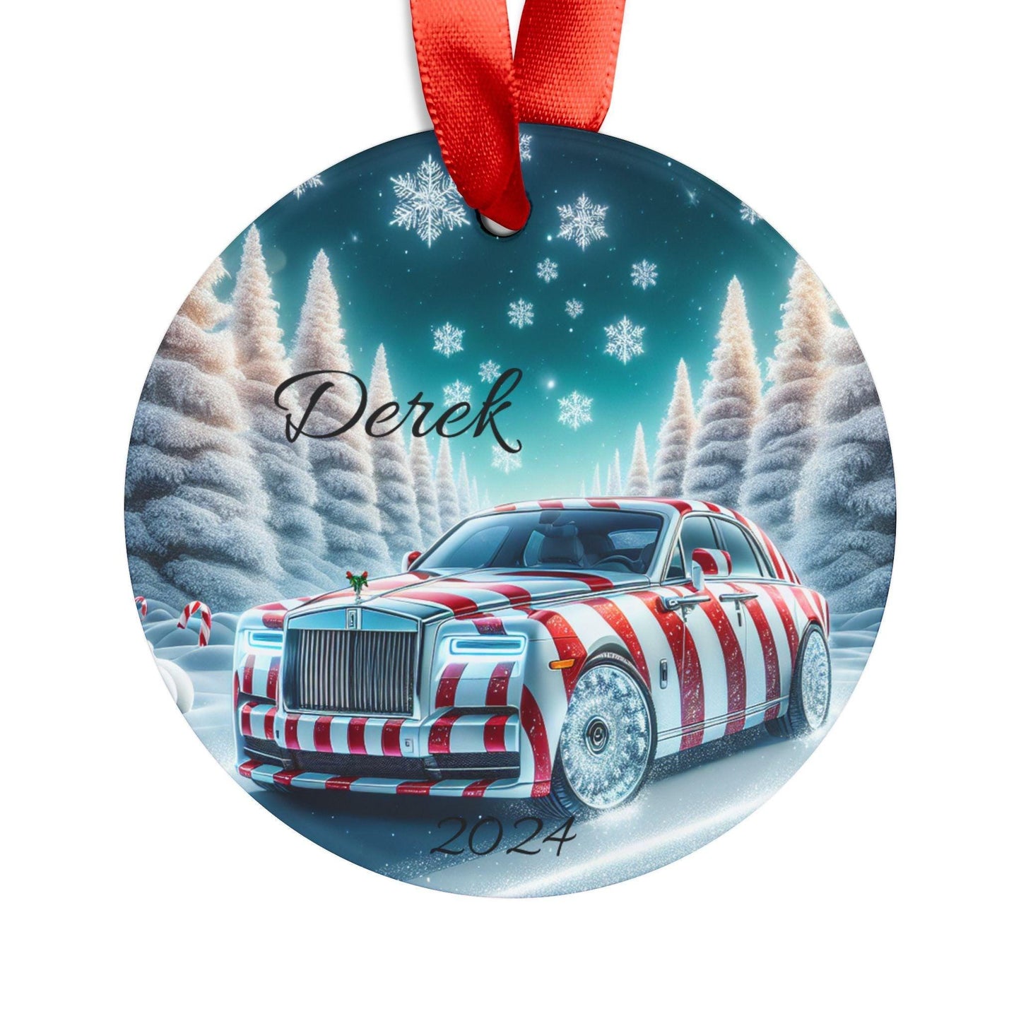 Personalized Acrylic Christmas Ornament, Custom Holiday Decor, Custom Name Ornament, Unique Tree Decoration, Rolls Royce Ornament