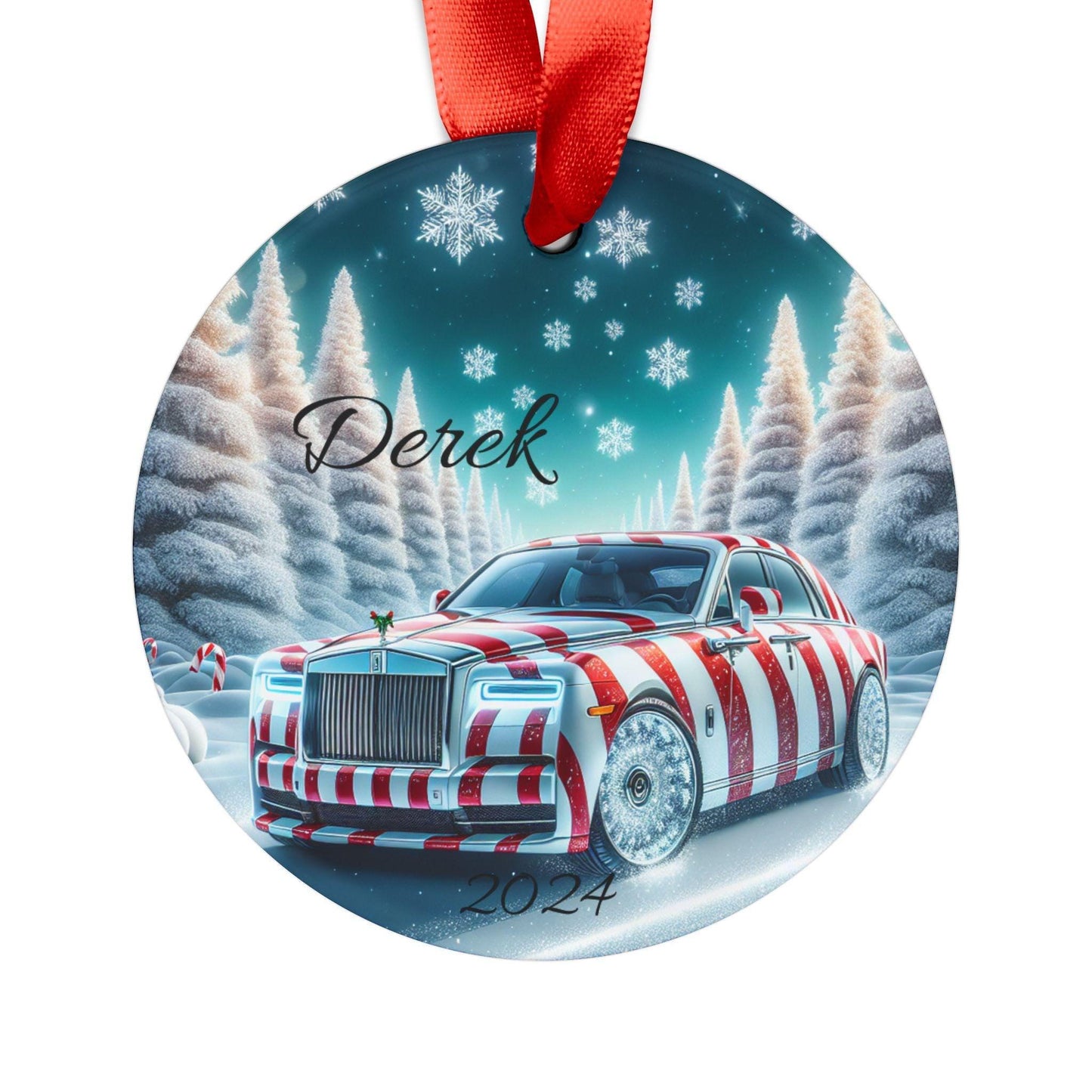 Personalized Acrylic Christmas Ornament, Custom Holiday Decor, Custom Name Ornament, Unique Tree Decoration, Rolls Royce Ornament