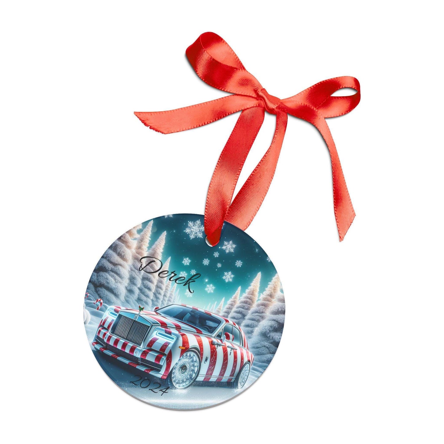 Personalized Acrylic Christmas Ornament, Custom Holiday Decor, Custom Name Ornament, Unique Tree Decoration, Rolls Royce Ornament