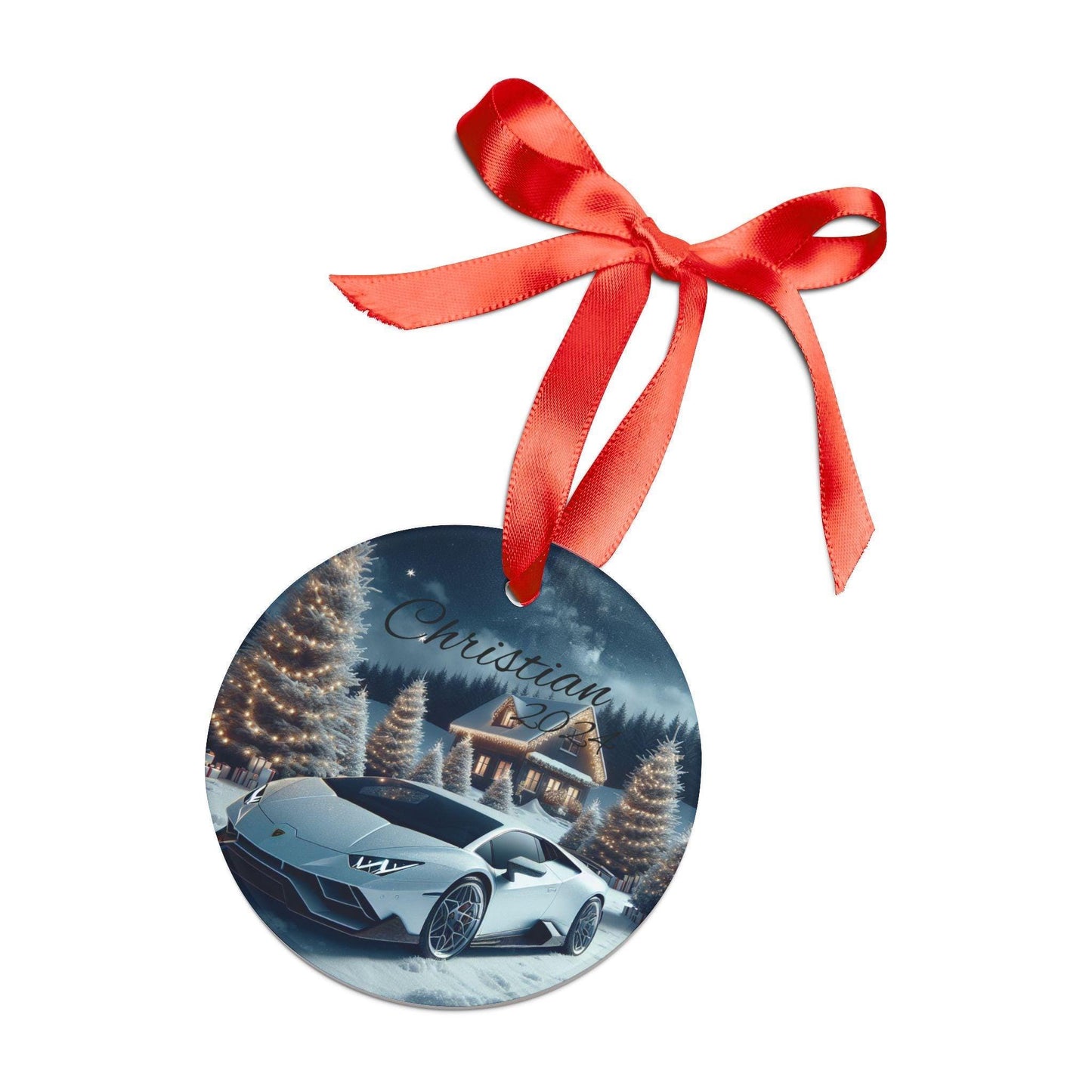 Personalized Acrylic Ornament with Car Design, Custom Holiday Decoration, Unique Gift for Car Lovers, Tree Decor, Keepsake, Lamborghini