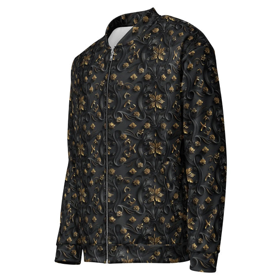 Exclusive 3D Black Gold Bomber Jacket for Men - Unique Design, Luxury Streetwear, Custom Fashion, Statement Outerwear