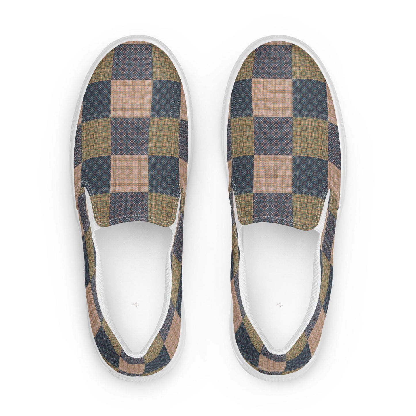 Men's Geo Checkered Slip-On Canvas Shoes | Trendy Comfortable Fashion Footwear | Stylish Everyday Shoes for Casual & Streetwear Outfits