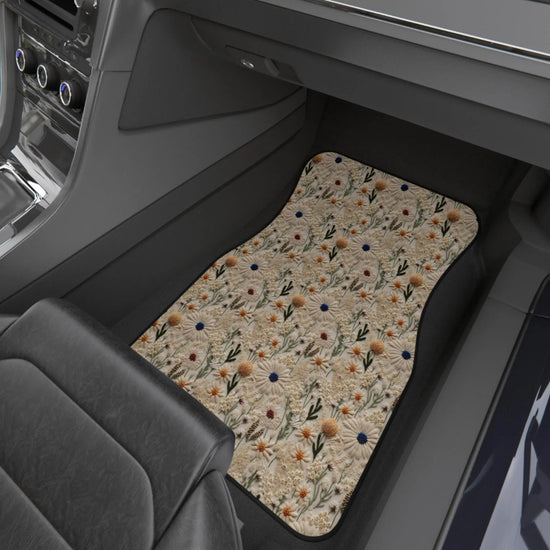Floral Car Mats Set of 4, Elegant Car Accessories, Nature Inspired Vehicle Decor, Gifts for New Car Owners, Flower Design Floor Mats